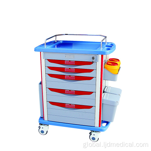 Medical ABS Trolley with Wheels Medical Hospital ABS Stainless Steel Emergency Trolley Manufactory